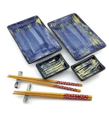 Сервиз для суши «Желто синий» (2 персоны) (28×28.3×3.5 см) купить в интернет магазине подарков ПраздникШоп