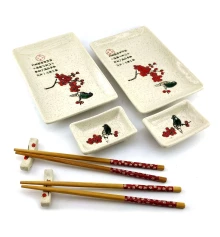 Сервиз для суши «Птица на ветке сакуры» (2 персоны) (28×28.3×3.5 см) купить в интернет магазине подарков ПраздникШоп