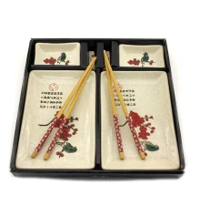 Сервиз для суши «Птица на ветке сакуры» (2 персоны) (28×28.3×3.5 см) купить в интернет магазине подарков ПраздникШоп