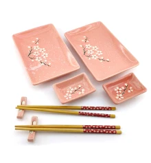 Сервиз для суши «Сакура на розовом фоне» (2 персоны) (28×28.3×3.5 см) купить в интернет магазине подарков ПраздникШоп