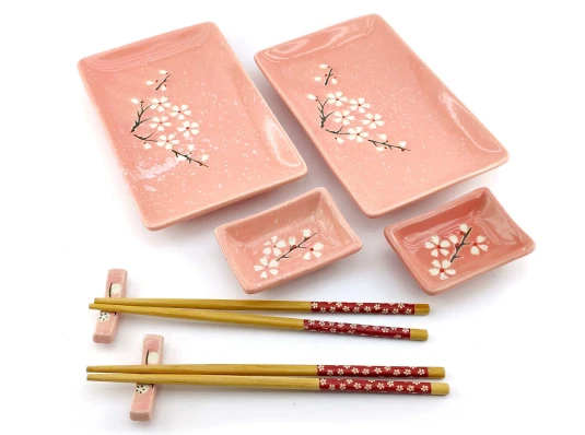 Сервиз для суши «Сакура на розовом фоне» (2 персоны) (28×28.3×3.5 см) купить в интернет магазине подарков ПраздникШоп