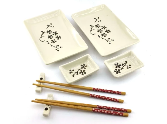 Сервиз для суши «Сакура на белом фоне» (2 персоны) (28×28.3×3.5 см) U купить в интернет магазине подарков ПраздникШоп