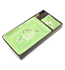 Сервиз для суши «Сакура на зеленом фоне» (28×14 см) (1 персона) N купить в интернет магазине подарков ПраздникШоп