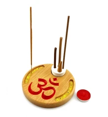 Подставка под благовония «Ом» (d14 смh1.8 см) массив дерева купить в интернет магазине подарков ПраздникШоп