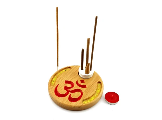 Подставка под благовония «Ом» (d14 смh1.8 см) массив дерева купить в интернет магазине подарков ПраздникШоп