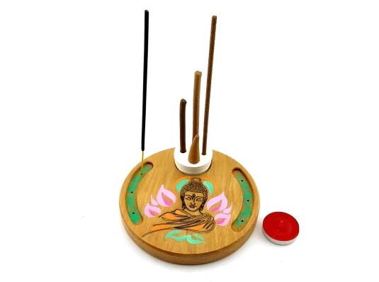 Подставка под благовония «Будда» (d14 смh1.8 см) дерево купить в интернет магазине подарков ПраздникШоп