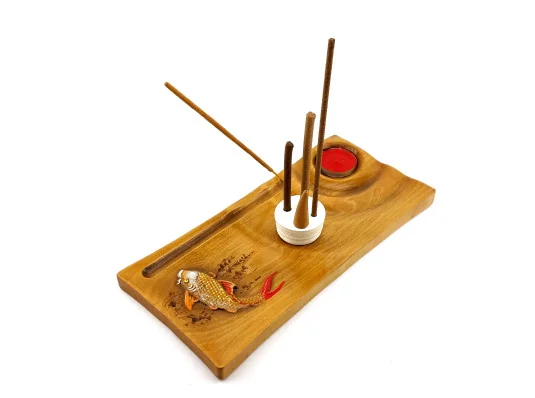 Подставка под благовония «Карп» (24.5×12×1.8 см) массив дерева купить в интернет магазине подарков ПраздникШоп