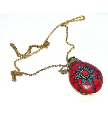 Аромакулон «Солнце» бронзовый инкрустирован бирюзой и кораллами (5.5×4.5×2 см) купить в интернет магазине подарков ПраздникШоп