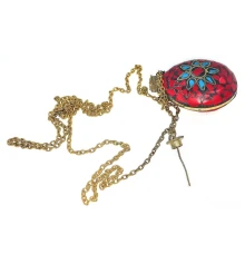 Аромакулон «Солнце» бронзовый инкрустирован бирюзой и кораллами (5.5×4.5×2 см) купить в интернет магазине подарков ПраздникШоп