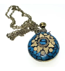 Аромакулон «Солнце» бронзовый инкрустирован бирюзой (5.5×4.5×2 см) купить в интернет магазине подарков ПраздникШоп