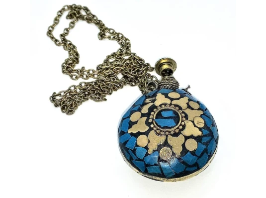 Аромакулон «Солнце» бронзовый инкрустирован бирюзой (5.5×4.5×2 см) купить в интернет магазине подарков ПраздникШоп