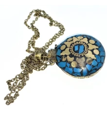 Аромакулон «Солнце» бронзовый инкрустирован бирюзой (5.5×4.5×2 см) купить в интернет магазине подарков ПраздникШоп