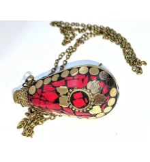 Аромакулон бронзовый инкрустирован латунью и кораллами (5.5×4.5×2 см) купить в интернет магазине подарков ПраздникШоп