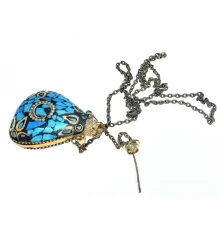 Аромакулон бронзовый инкрустирован бирюзой (5.5×4.5×2 см) купить в интернет магазине подарков ПраздникШоп