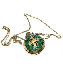 Аромакулон бронзовый инкрустирован малахитом (5.5×4.5×2 см) купить в интернет магазине подарков ПраздникШоп