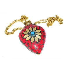 Аромакулон «Солнце» бронзовый инкрустирован бирюзой и кораллами (5.5×4.5×2 см) купить в интернет магазине подарков ПраздникШоп