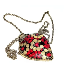 Аромакулон бронзовый инкрустирован бирюзой и кораллами (5.5×4.5×2 см) купить в интернет магазине подарков ПраздникШоп