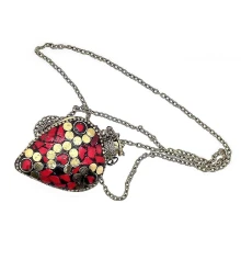 Аромакулон бронзовый инкрустирован бирюзой и кораллами (5.5×4.5×2 см) купить в интернет магазине подарков ПраздникШоп