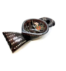 Братина «Птица» из цельного дерева инкрустированная перламутром (34×16.5×6 см) B купить в интернет магазине подарков ПраздникШоп