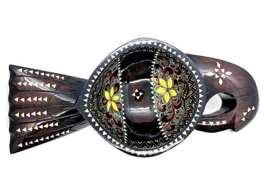 Братина «Птица» из цельного дерева инкрустированная перламутром (34×16.5×6 см) D купить в интернет магазине подарков ПраздникШоп