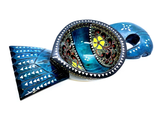 Братина «Птица» из цельного дерева инкрустированная перламутром (34×16.5×6 см) G купить в интернет магазине подарков ПраздникШоп