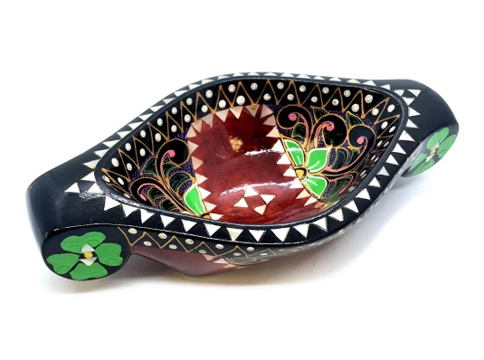 Братина «Ладья» из цельного дерева инкрустированная перламутром (16.5×10×3.5 см) A купить в интернет магазине подарков ПраздникШоп