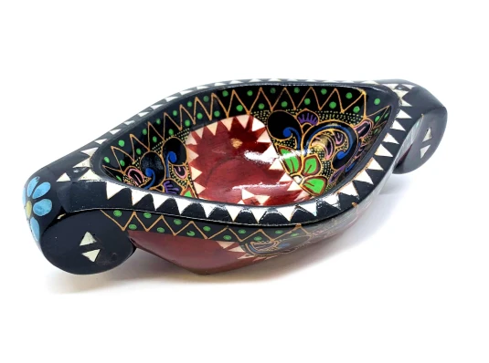 Братина «Ладья» из цельного дерева инкрустированная перламутром (16.5×10×3.5 см) B купить в интернет магазине подарков ПраздникШоп