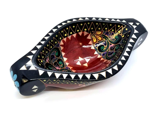 Братина «Ладья» из цельного дерева инкрустированная перламутром (16.5×10×3.5 см) C купить в интернет магазине подарков ПраздникШоп