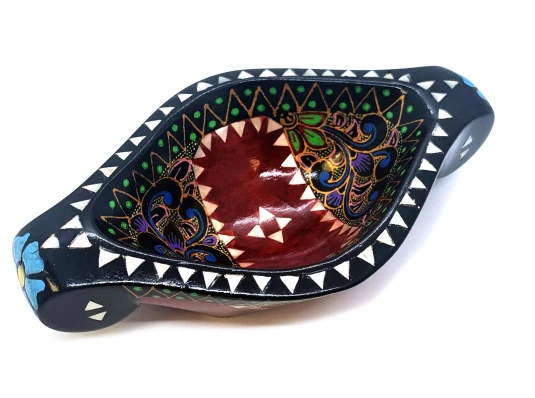 Братина «Ладья» из цельного дерева инкрустированная перламутром (16.5×10×3.5 см) D купить в интернет магазине подарков ПраздникШоп