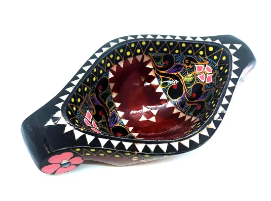 Братина «Ладья» из цельного дерева инкрустированная перламутром (16.5×10×3.5 см) E купить в интернет магазине подарков ПраздникШоп