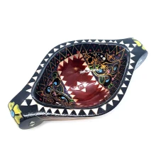 Братина «Ладья» из цельного дерева инкрустированная перламутром (16.5×10×3.5 см) H купить в интернет магазине подарков ПраздникШоп