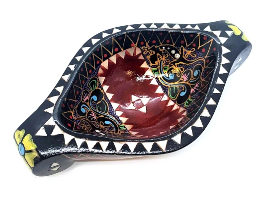 Братина «Ладья» из цельного дерева инкрустированная перламутром (16.5×10×3.5 см) H купить в интернет магазине подарков ПраздникШоп