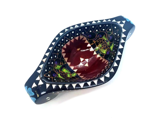 Братина «Ладья» из цельного дерева инкрустированная перламутром (16.5×10×3.5 см) H купить в интернет магазине подарков ПраздникШоп