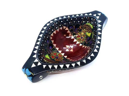 Братина «Ладья» из цельного дерева инкрустированная перламутром (16.5×10×3.5 см) L купить в интернет магазине подарков ПраздникШоп