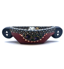 Братина «Ладья» из цельного дерева инкрустированная перламутром (16.5×10×3.5 см) L купить в интернет магазине подарков ПраздникШоп