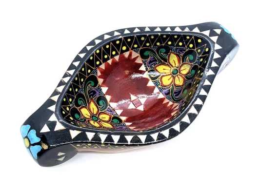 Братина «Ладья» из цельного дерева инкрустированная перламутром (16.5×10×3.5 см) G купить в интернет магазине подарков ПраздникШоп