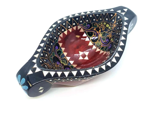 Братина «Ладья» из цельного дерева инкрустированная перламутром (16.5×10×3.5 см) G купить в интернет магазине подарков ПраздникШоп