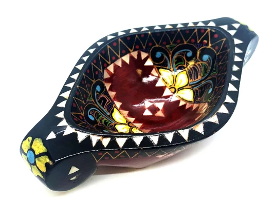 Братина «Ладья» из цельного дерева инкрустированная перламутром (16.5×10×3.5 см) F купить в интернет магазине подарков ПраздникШоп