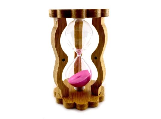 Часы песочные в бамбуке розовый песок (10 мин) (14.5×8.5×5.5 см) купить в интернет магазине подарков ПраздникШоп