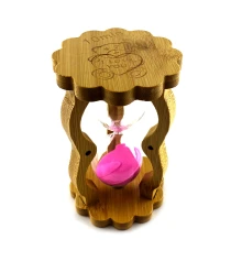 Часы песочные в бамбуке розовый песок (10 мин) (14.5×8.5×5.5 см) купить в интернет магазине подарков ПраздникШоп