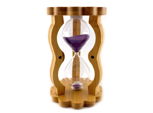 Часы песочные в бамбуке фиолетовый песок (10 мин) (14.5×8.5×5.5 см) купить в интернет магазине подарков ПраздникШоп