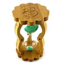 Часы песочные в бамбуке зеленый песок (10 мин) (14.5×8.5×5.5 см) купить в интернет магазине подарков ПраздникШоп