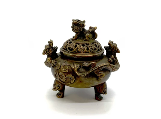Аромакурительница«Китайский Лев с драконами» для благовоний бронзовая (10×11×11 см) купить в интернет магазине подарков ПраздникШоп