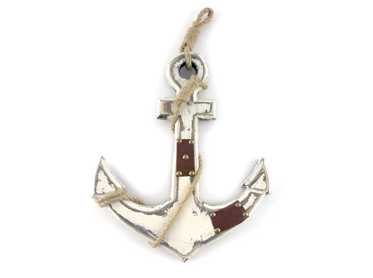 Якорь деревянный белый (44×27×1.5 см) купить в интернет магазине подарков ПраздникШоп