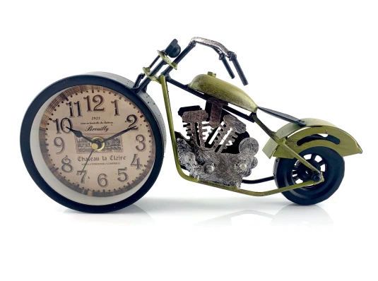Часы настольные «Мотоцикл» зеленые (28×15×7.5 см) купить в интернет магазине подарков ПраздникШоп