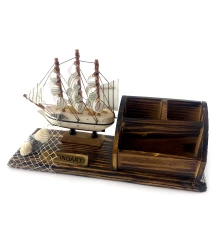 Модель парусника с подставкой для ручек и визиток (25.5×8×13.5 см) купить в интернет магазине подарков ПраздникШоп