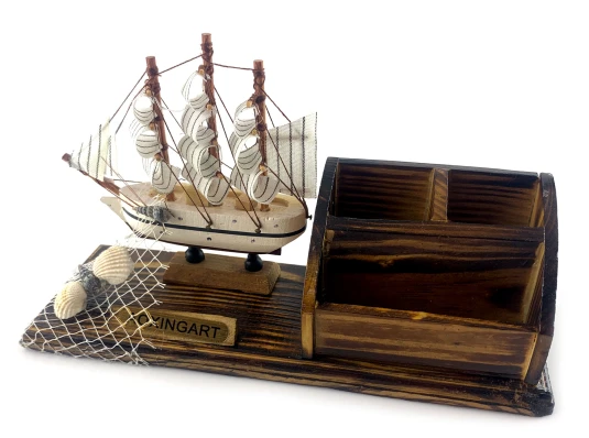 Модель парусника с подставкой для ручек и визиток (25.5×8×13.5 см) купить в интернет магазине подарков ПраздникШоп