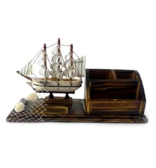 Модель парусника с подставкой для ручек и визиток (25.5×8×13.5 см) купить в интернет магазине подарков ПраздникШоп