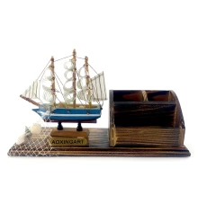 Модель парусника с подставкой для ручек и визиток (25.5×8×13.5 см) купить в интернет магазине подарков ПраздникШоп