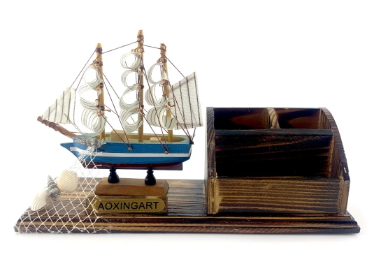 Модель парусника с подставкой для ручек и визиток (25.5×8×13.5 см) купить в интернет магазине подарков ПраздникШоп